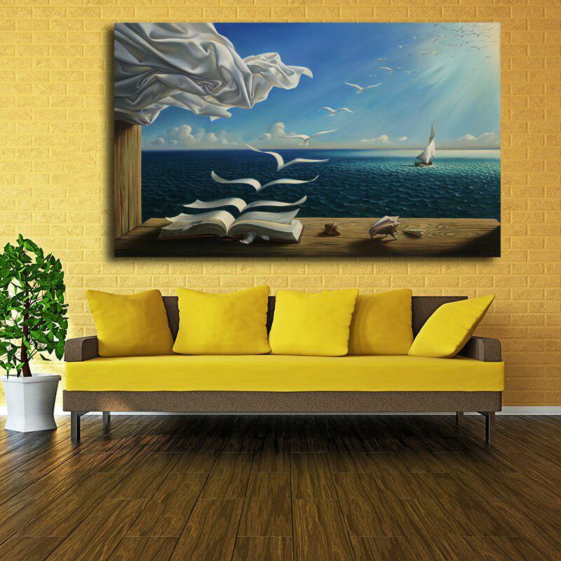 The Waves Book Sailboat, Salvador Dali Canvas Painting Poster Print | Living Room Home Wall Decoration Fabric Poster